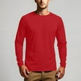 thumbnail image 6 of Goodtrade8 Fall Tops for Men Plus Size Athletic Sun Protection Thin Red Long Sleeve Solid Color Crew Neck Shirts for Men Plus Size, 6 of 9