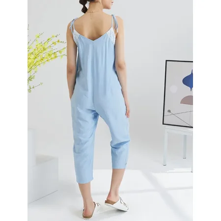 

G.D- A Maternity Casual Solid Lace Brim Stitching Suspender Pants Soft Comfortable Pants
