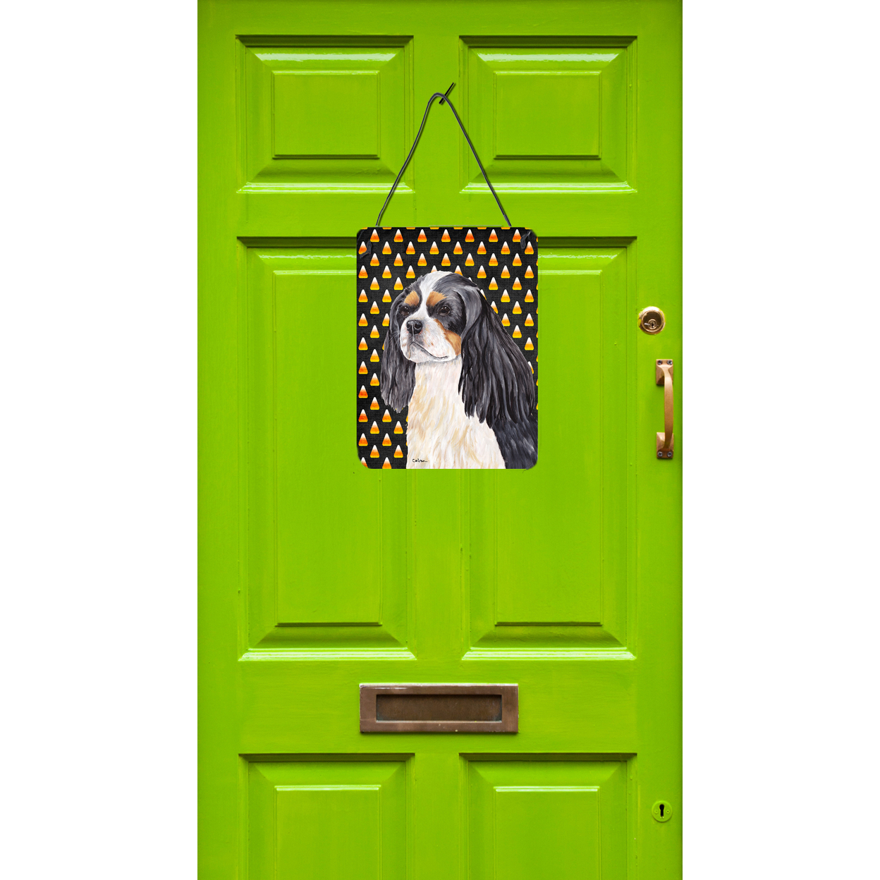 Cavalier Spaniel Tricolor Candy Corn Halloween Wall or Door Hanging Prints