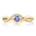 thumbnail image 2 of Gem Stone King 0.61 Ct Round Blue Tanzanite 18K Yellow Gold Plated Silver Ring, 2 of 3