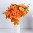 thumbnail image 4 of Artificial Silk Maple Leaf, Ongmies Artificial Mums Flowers with Stem – Orange Fall Bouquet for Home, Wedding & Thanksgiving Table Centerpieces, Artificial Fall Flowers, 4 of 4