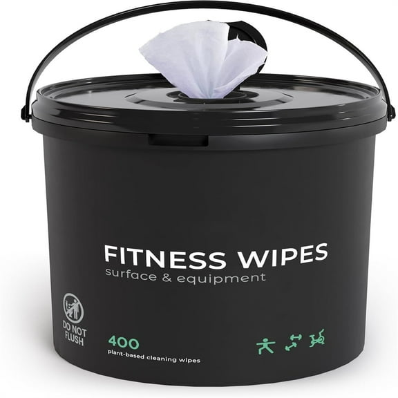 Yoga Mat Cleaner Wipes - Plant-Based Lemongrass, Eucalyptus & Vinegar Wipes for Gym & Fitness Equipment & All Purpose Gym Cleaning