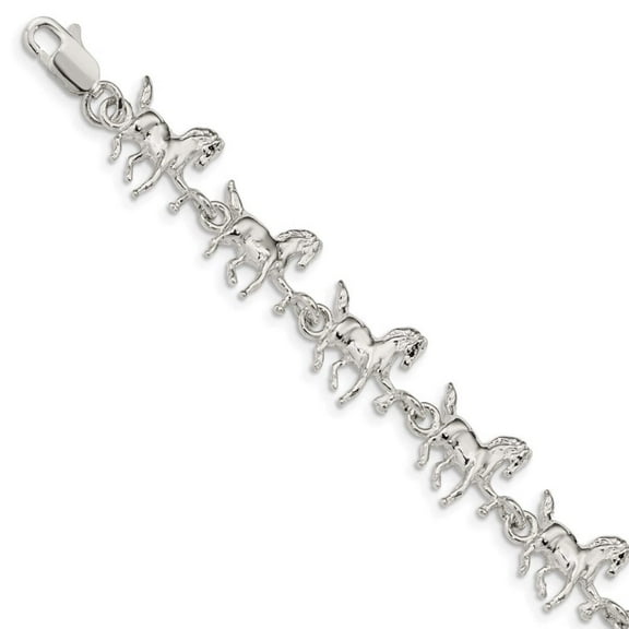 Sterling Silver Horses Bracelet QA5