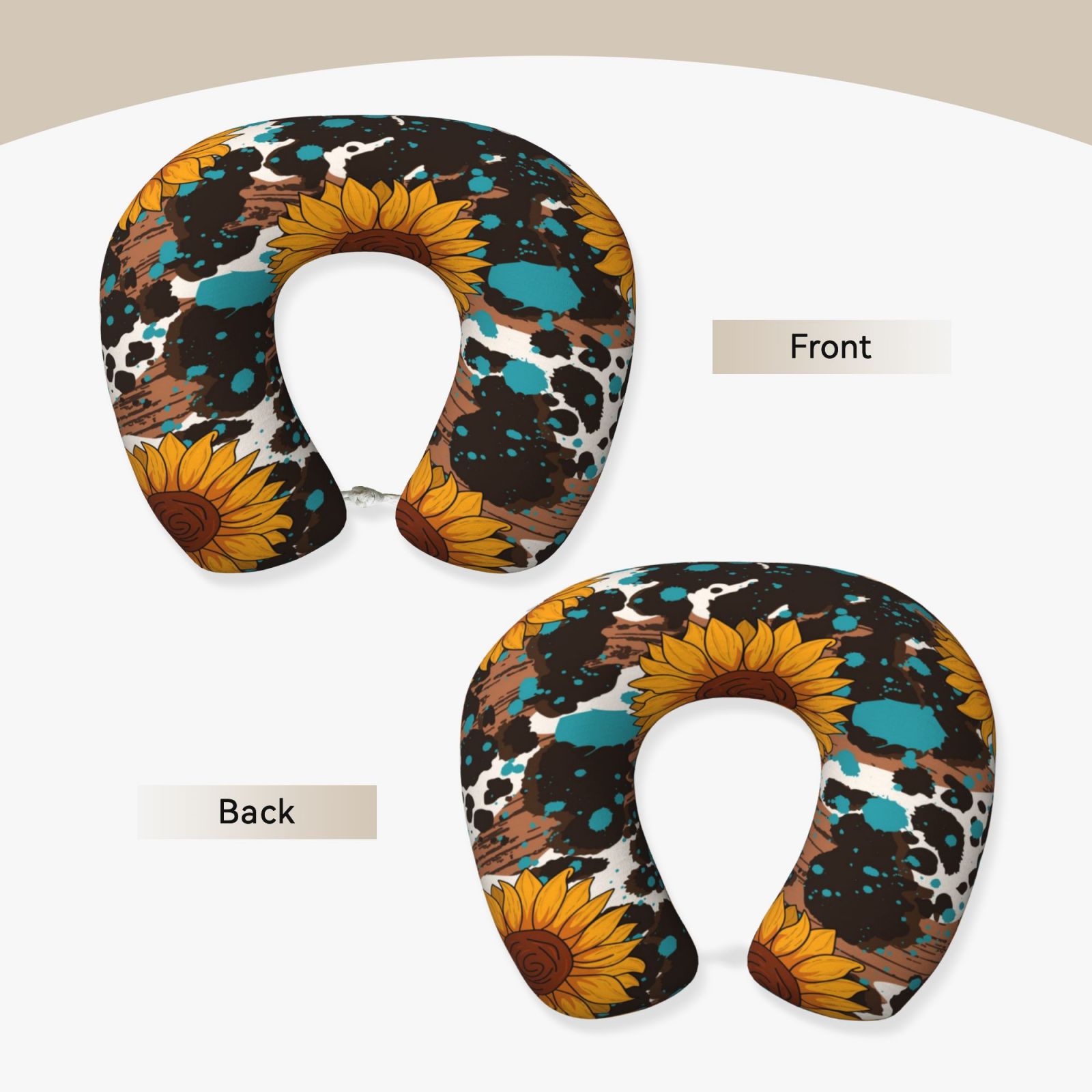 Xecao Vintage Sunflowes Print Memory Foam Cervical Neck Pillow Versatile U-Shaped Pillows for Home,Office,Camping,Travelling,Soft Washable Cover