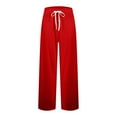 thumbnail image 4 of JGNGSHN Mens Pajamas Pants Drawstring Wide Leg Pjs Bottoms with Pocket Button Fly Solid Color Lounge Pants Soft Casual Fashion Trousers, 4 of 7