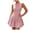 Pink, variant on Women's Crew Neck Sleeveless Striped Decor Button Back Zipper Flare A-Line Casual Mini Dresses for Women Daily Preppy Cute All-Day Figure-Flattering Comfort Wear