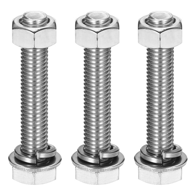 M10 x 60mm Vis Hexagonale en Acier Inoxydable 304, Écrous, Kit d'Assortiment de Rondelles Plates et Verrouillables, 3 Ensembles