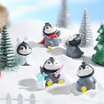 thumbnail image 4 of Paquete de 6 adornos para tartas de pingüino, figuras de pingüino en miniatura, suministros para fiesta de cumpleaños de pingüino, decoración para tarta de pingüino de invierno para niños, mini regalo, 4 of 5