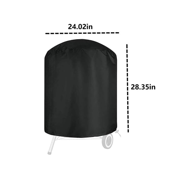 Rkxzt Protective Cover Heavy Duty 28-35"Round Charcoal Kettle BBQ Grill Cover with Wind Drawstring Closure,Black or Gray Storage