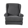 thumbnail image 4 of Wing Back Arm Chair Cover 2-Piece Wingback Sofa Slipcover Sofa Slipcover Deep Grey, 4 of 9