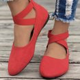 thumbnail image 6 of Women's Flat Shoes Suede Ballet Shoes Large Size Shallow Mouth Elastic Strap Round Toe Womens Shoes Flat Heel Single Shoes, 6 of 7