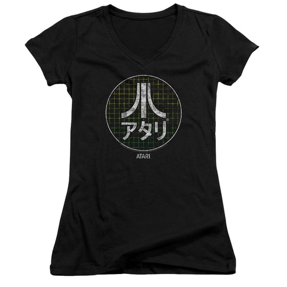 Atari - Japanese Grid - Juniors Cap Sleeve V-Neck Shirt - Large