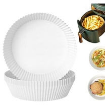 Pack of 50 Baking Paper for Hot Air Fryer, Round Baking Foil Airfryer Non-Stick Disposable Heat-Resistant Sheets, Durable Parchment Paper Safe in the Oven Frying Pan Microwave ( White )