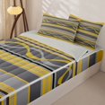thumbnail image 3 of jejeloiu Bright Striped Zipper Twin Comforter Sets with Fitted Sheet and 2 Pillowcases,Sunny Print Zipper Bedding Set For Boys,Yellow Gray,Light Gray Reversible,4-Piece, 3 of 7