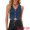 Dark Blue, variant on DARING DIVA Women's Stylish Western V Neck Cropped Design Denim Vest Top XS Black