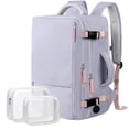 thumbnail image 1 of Mochila de viaje con asas para mujer, impermeable, 35 L, color morado, 1 of 9