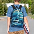 thumbnail image 4 of Rateoe Abstract Blue Skull Pattern Student Backpack Water-resistant Backpack 15-inch Laptop Backpack Lightweight Adjustable School Backpack, 4 of 6