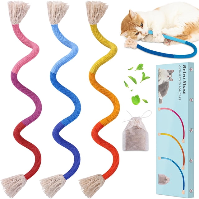 Cuerda para masticar estilo retro Shaw de Cat Toys con hierba gatera para gatos de interior