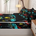 thumbnail image 5 of Manfei Monster Truck Zipper Full Size Comforter Sets with Fitted Sheet and 2 Pillowcases,Boys Friendly Pattern Zipper Bedding Set,Black,Black Reversible,4pcs, 5 of 8