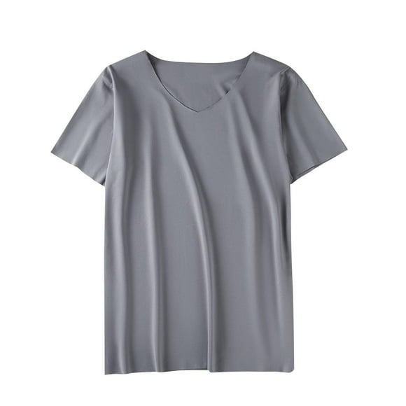 Mens Plus Size Soprt Tshirt Loose Fit Short Sleeve Crew Neck Workout Shirts Solid Color Seamless Stretchy Tight Top Gray