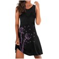thumbnail image 2 of SMihono Robe d'Été Bohème pour Femmes Grande Taille Mode d'Été Imprimée Col Rond Patchwork Sans Manches, 2 of 6