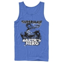 Men's Superman Grunge Earth's Hero Tank Top Royal Blue 2X Large