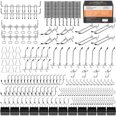 INCLY 278PCS Pegboard Accessories Organizer Kit, Peg Board Hooks Set with Bins for Organizing Various Tools, 1/8 and 1/4 inch Pegboard Hooks Assortment for Hanging Storage, Garage Wall Attachments