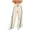White, variant on Women Striped Side Wide Leg Pants Ruffle Elastic High Waist Drawstring Casual Trousers with Pockets Curved Hem Streetwear Pants