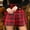 Red, variant on Womens Disco Party Plaid Mini Skirt Stretchy High Cut Flared Modest Skater Skirt Red,XXL
