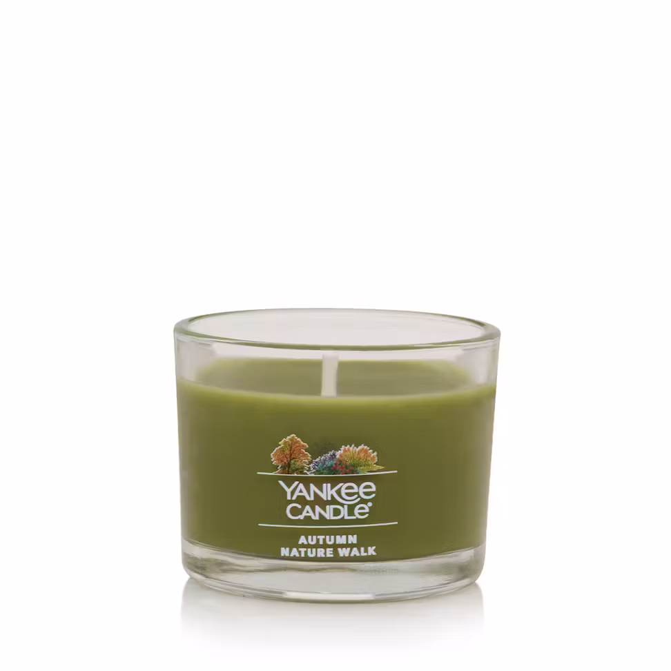 thumbnail image 3 of Yankee Candle Signature Votive Mini Candle Jar - Autumn Nature Walk Scent - Natural Soy Wax Blend Candle with Natural Fiber Wick, 1.3 OZ Glass Jar (Pack of 2), 3 of 5