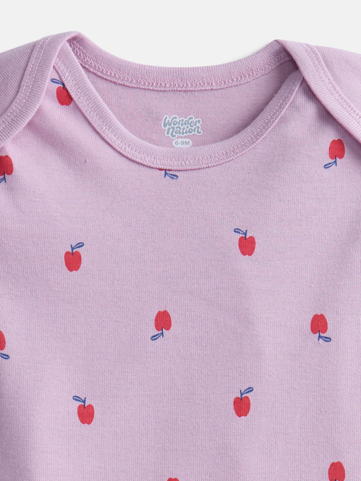 Wonder Nation Baby Girls' Graphic Cotton Bodysuit with Short Puff Sleeves, Sizes 0M-24M