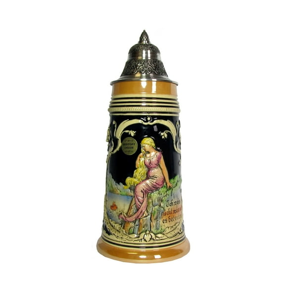German Beer Stein Loreley Stein 0.75 liter tankard, beer mug
