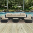 thumbnail image 5 of 14-Piece UV Resistant Outdoor Cushion Covers Set for 6-Seater Wicker Rattan Sectional Sofa, Water-Resistant Zipper Back & Seat Slipcovers, Khaki (Covers Only), 5 of 9