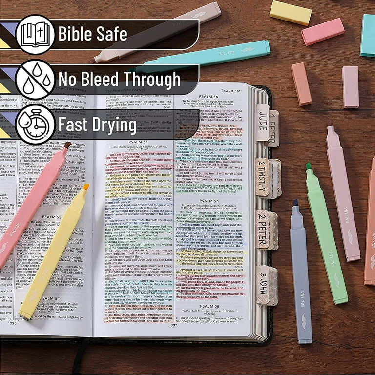 Mr. Pen Bible Tabs With No-Bleed Gel Highlighter - Leather & Laminated Paper Tabs For Scripture Study