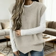 thumbnail image 2 of Women Knit Sweater Vest Oversized Round Neck Pullover Casual Layering Piece For Women Fall Winter And Spring Seasons Comfortable Soft Yarn, 2 of 5