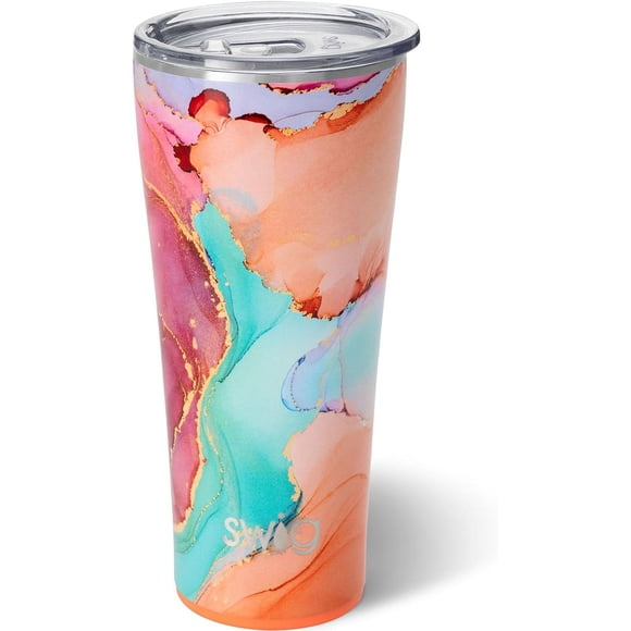 Swig Life 32oz Insulated Tumbler, Travel Coffee Tumbler with Lid, Cup Holder Friendly Travel Coffee Mug, Stainless Steel with Lid (Dreamsicle)