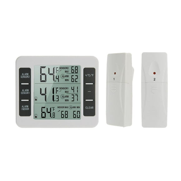 , Wireless indoor and outdoor Sensor Temperature Monitor with Temperature Gauge for Freezer Kitchen, Battery Not Included