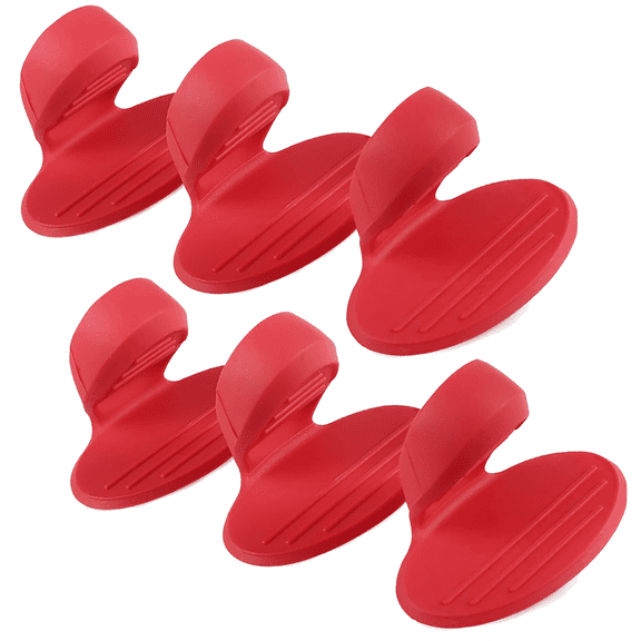 Prichor Silicone Pot Holders, Silicone Heat Resistant Pot Holders, Oven Mini Mitts, Cooking Pinch Grips for Kitchen(No More Burning Your Fingers!)- Set of 6, Red