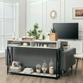 thumbnail image 3 of Gymax Table Console avec Étagère Ouverte et Compartiments de Rangement Cadre en Acier Blanc, 3 of 9