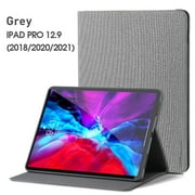 Dteck Case for iPad Pro 12.9-inch 5th/4th/3th Gen,Shockproof Leather Smart Hybrid Rubber Kickstand Folio Flip Case Protective Slim Cover For iPad Pro 12.9" 2021/2020/2018,Gray