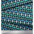 thumbnail image 2 of Soimoi Blue Cotton Poplin Fabric Diamond & Triangle Geometric Print Fabric by the Yard 56 Inch Wide, 2 of 3