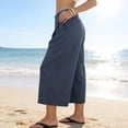 thumbnail image 4 of Women's Capri Palazzo Pants High Waist Wide Leg Summer Beach Pant Trendy Chino Capris Trouser with Pockets, S, 4 of 8