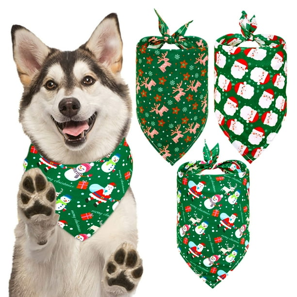 Bufanda Navideña para Perros - Estampados Navideños a Doble Cara | Babero Navideño de Tela de Alta Calidad para Niños y Niñas | 65 X 42 Cm | Multicolor | Resistente y Reversible | Diseños de Papá Noe