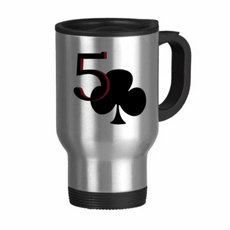 

Happiness Club 5 Poker Travel Mug Flip Lid Stainless Steel Cup Car Tumbler Thermos