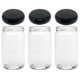 thumbnail image 1 of Frascos Mason de 945 ml con tapas extra anchas - Juego de 3 frascos de vidrio con tapa, seguros para alimentos y sin BPA, para yogur (3 tapas de plástico con cúpula negra), 1 of 4