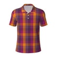 thumbnail image 2 of Daiia Orange and Purple Plaid Pattern Men’s Polo Shirts,Solid Deck Shirt,Classic Fit, Breathable Cotton Polo for Casual and Sport Wear-XX-Large, 2 of 7