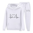 thumbnail image 4 of Mifsaly Boys Girls 2 Piece Outfits Heart Print Kids Sweatsuit Set Valentine Hooded Sweatshirt Loose Hoodie Teen Warm Wide Leg Joggers with Pockets Fall Winter Tween Unisex Tracksuit Matching Outfits, 4 of 5