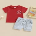 thumbnail image 3 of POINTERTECK 2Pcs Infant Baby Boy Summer Clothes Sets Outfits Short Sleeve Baseball Print Tops + Shorts Set, 3 of 9