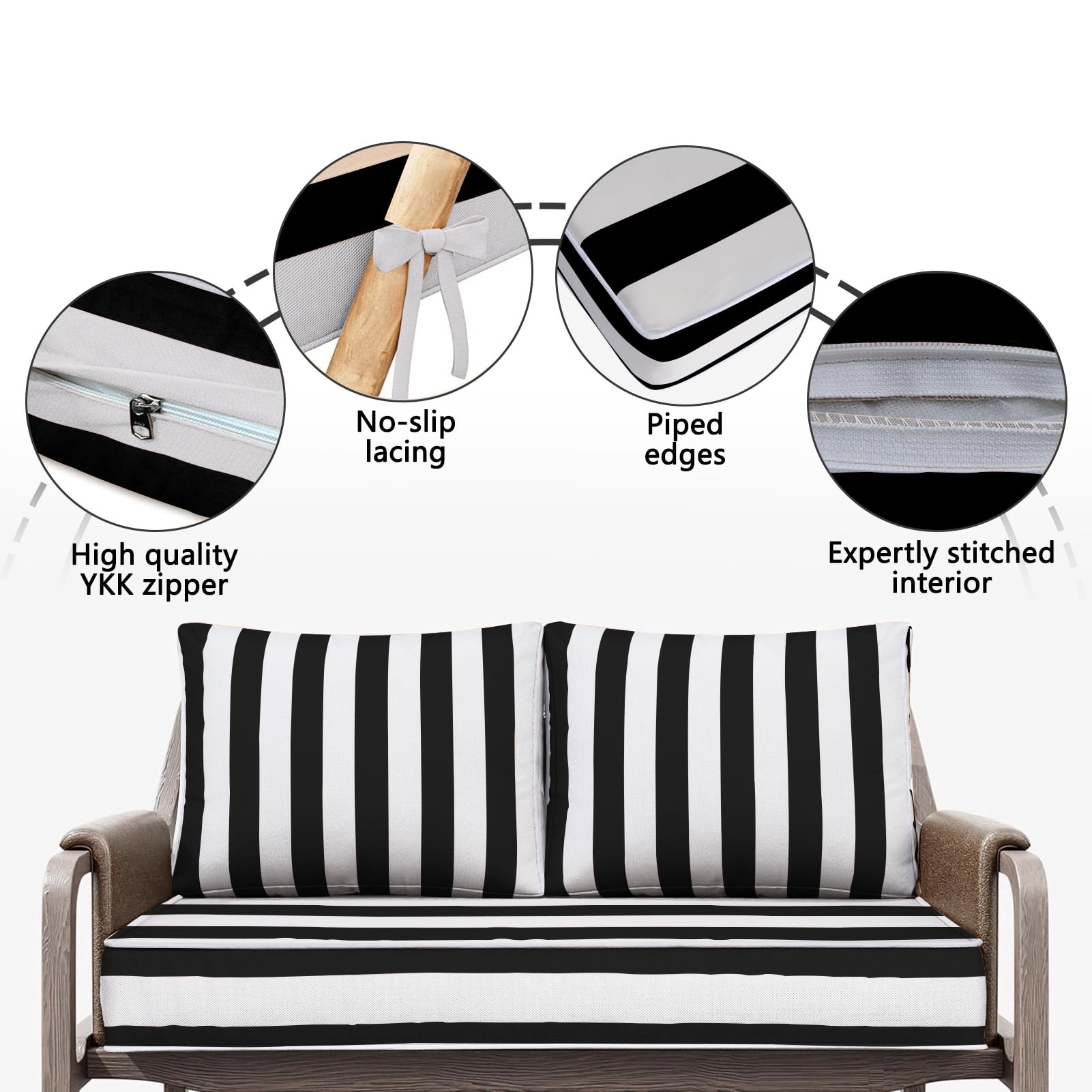 Outdoor Loveseat Cushion Set, 48 x 24, Water Repellent, Fade Resistant, Couch love seat
