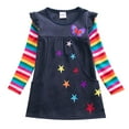thumbnail image 2 of DPTALR Robe à Deux Poches à Manches Longues pour Fille, Broderie d'Étoiles, Vêtements pour Enfants, 2 of 9